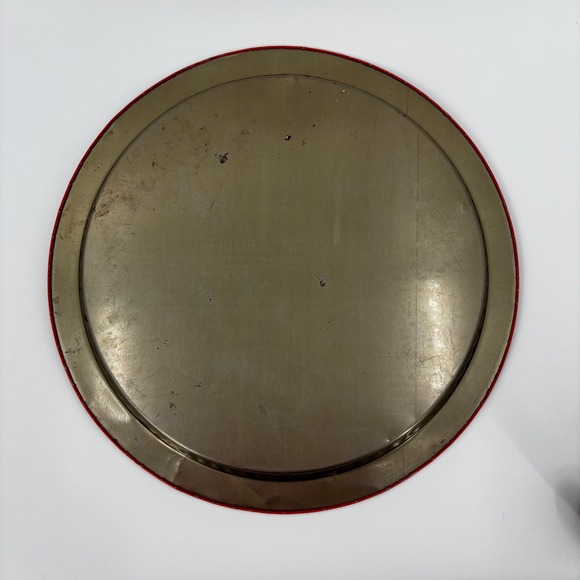 Vintage Metal Serving Tray Children Umbrella Flowers Red Floral Border, Giftco - Picture 5 of 5